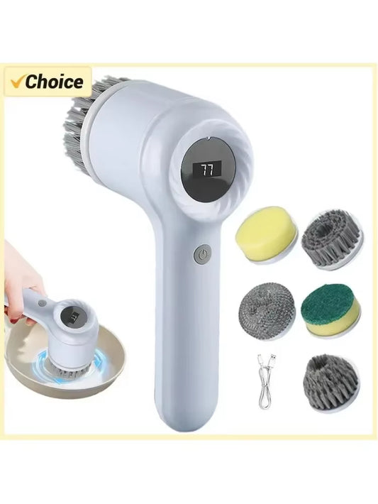 Electric Handheld Cordlesscleaningbrush Electric Spin Scrubber Bathroom Cleaning Brushpower Scrubber Withreplaceable Brush Heads